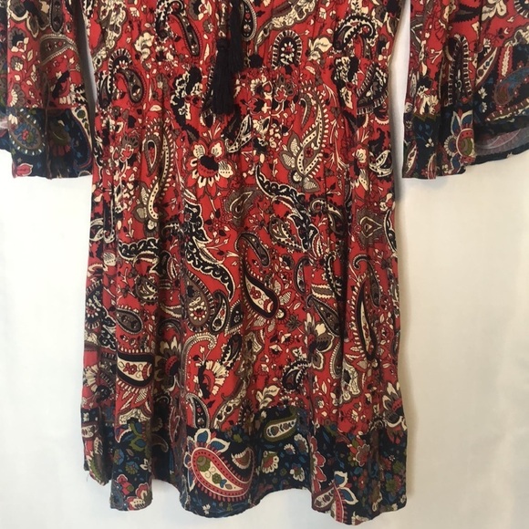 Flying Tomato Boho Paisley Embroidered Red Dress Size S - Picture 4 of 12